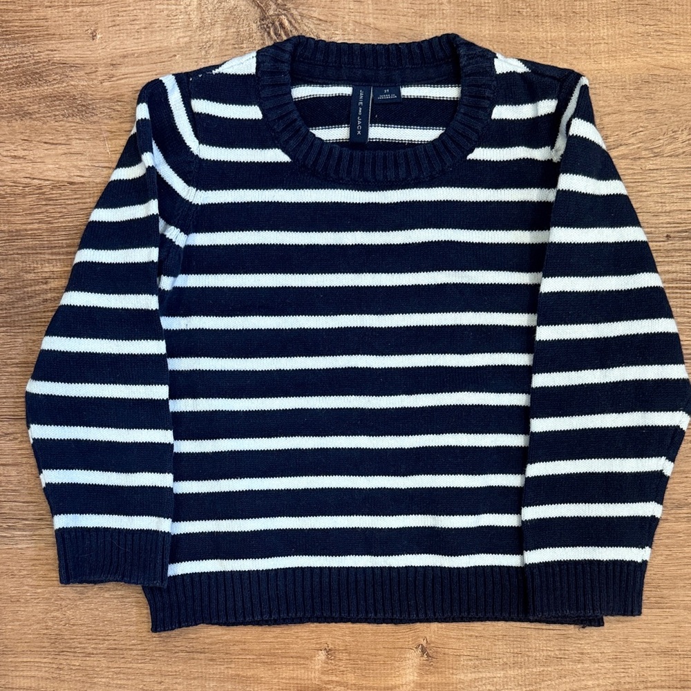 Janie and Jack Navy & White Striped Knit Sweater
